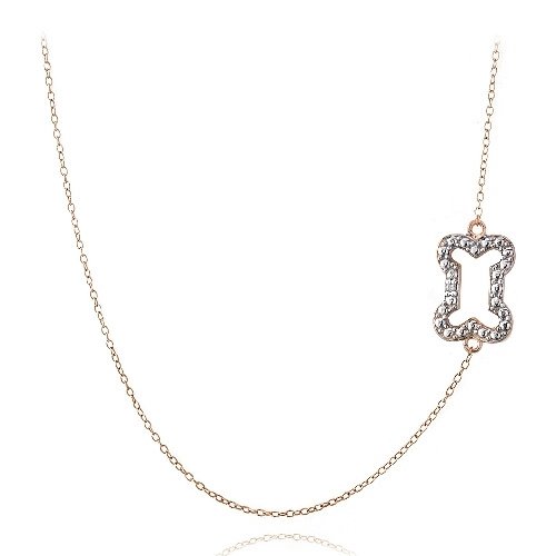 Rose Tone over Silver Diamond Accent Dog Bone Necklace NRG13668