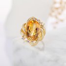S925 brilliant yellow crystal ring yellow