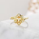 S925 six petal yellow crystal ring yellow