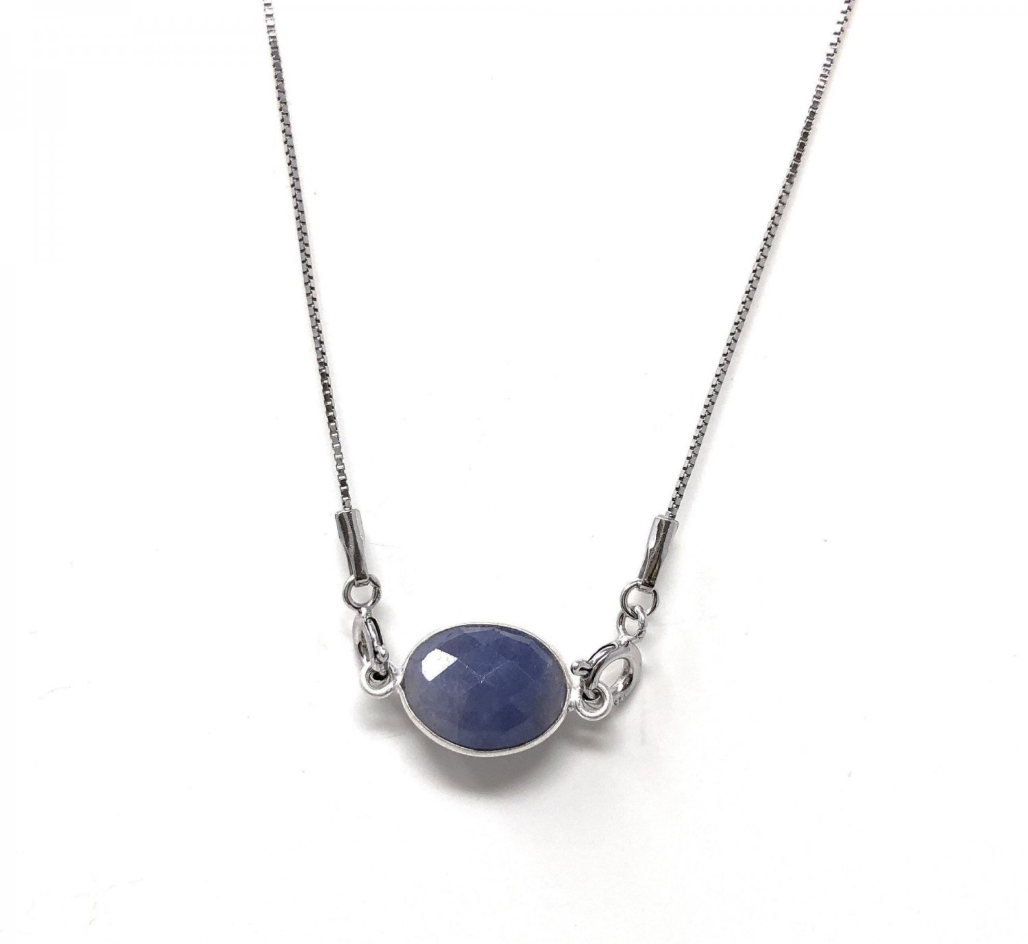 Sapphire Necklace; Gemstone Necklace;Sterling Silver Necklace Delicate Necklace Silver Jewelry 18