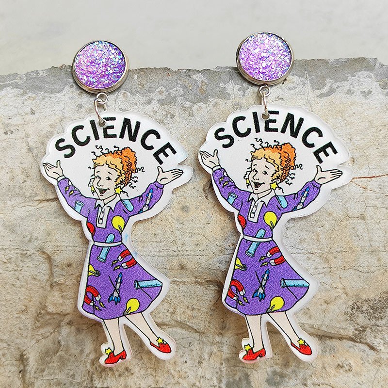 Scientific Rainbow Alphabet Acrylic Earrings 1
