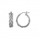 Shiny Braided Hoop Earrings in 14k White Gold White Gold