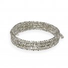 Silver Glass Bead Coil Bracelet B12406SV
