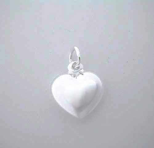 Silver Puffed HEART CHARM Pendant Pretty 1992