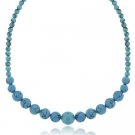 Silver Reconstituted Blue Turquoise Beaded Necklace N9853TQ1