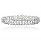 Silver Tone 1 Ct Diamond Heart Link Bracelet BBR13837