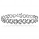 Silver Tone 1-2 Ct Diamonds Heart Link Bracelet BBR12866-50