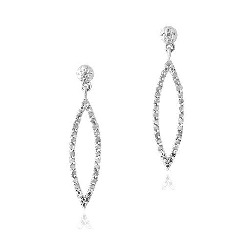 Silver Tone 1-2ct Diamond Open Marquise Dangle Earrings EBR12886