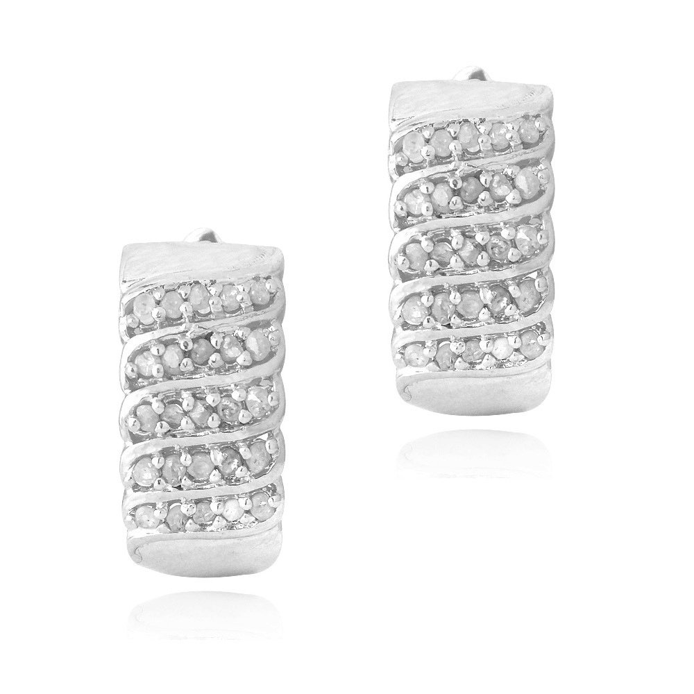 Silver Tone 1-2ct Diamonds Huggie Earrings EBR12864