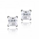 Silver Tone 1-3ct CZ Square Stud Earrings, 3mm EBR12645