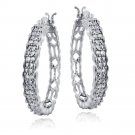 Silver Tone 1-4ct Diamond 28mm Round Hoop Earrings HBR13710