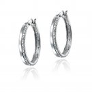 Silver Tone 1-4ct Diamond Hoop Earrings HBR13701