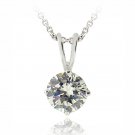 Silver Tone 1.25ct CZ Round Solitaire Necklace, 7mm PBR12642