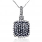 Silver Tone 1.55ct Blue & White Topaz Square Rope Pendant Necklace PBR13830BT