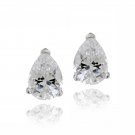 Silver Tone 1.5ct CZ Teardrop Stud Earrings, 7x5mm EBR12651