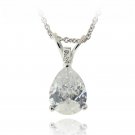 Silver Tone 1.75ct CZ Teardrop Solitaire Necklace, 9x7mm PBR12638