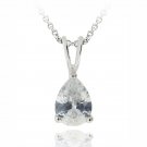 Silver Tone 1ct CZ Teardrop Solitaire Necklace, 8x6mm PBR12637