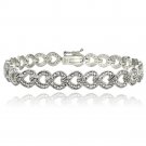 Silver Tone 1ct Diamonds Heart Link Bracelet BBR12866