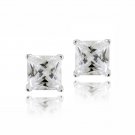 Silver Tone 2.5ct CZ Square Stud Earrings, 6mm EBR12648