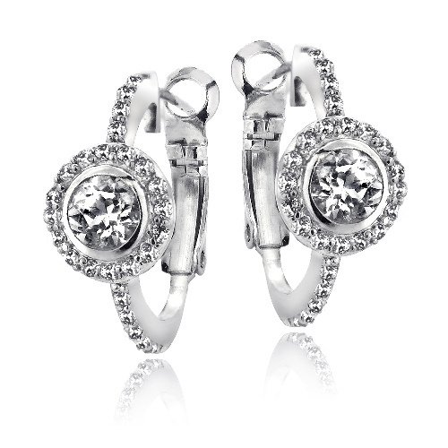 Silver Tone 2.6ct White Topaz Round Clutchless Earrings EBR13686WT