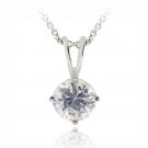 Silver Tone 2ct CZ Round Solitaire Necklace, 8mm PBR12643