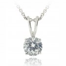 Silver Tone 3-4ct CZ Round Solitaire Necklace, 6mm PBR12641