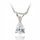 Silver Tone 3-4ct CZ Teardrop Solitaire Necklace, 7x5mm PBR12636