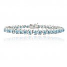 Silver Tone 4.85ct Aqua CZ S Design Tennis Bracelet BBR13185AQ1