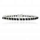 Silver Tone 4.85ct Black CZ S Design Tennis Bracelet BBR13185BK