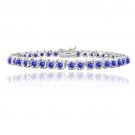 Silver Tone 4.85ct Blue CZ S Design Tennis Bracelet BBR13185TZ1
