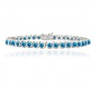 Silver Tone 4.85ct London Blue CZ S Design Tennis Bracelet BBR13185LBZ