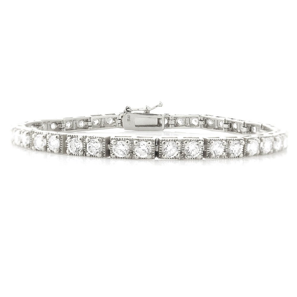 Silver Tone 5ct CZ Square Tennis Bracelet BBR12840