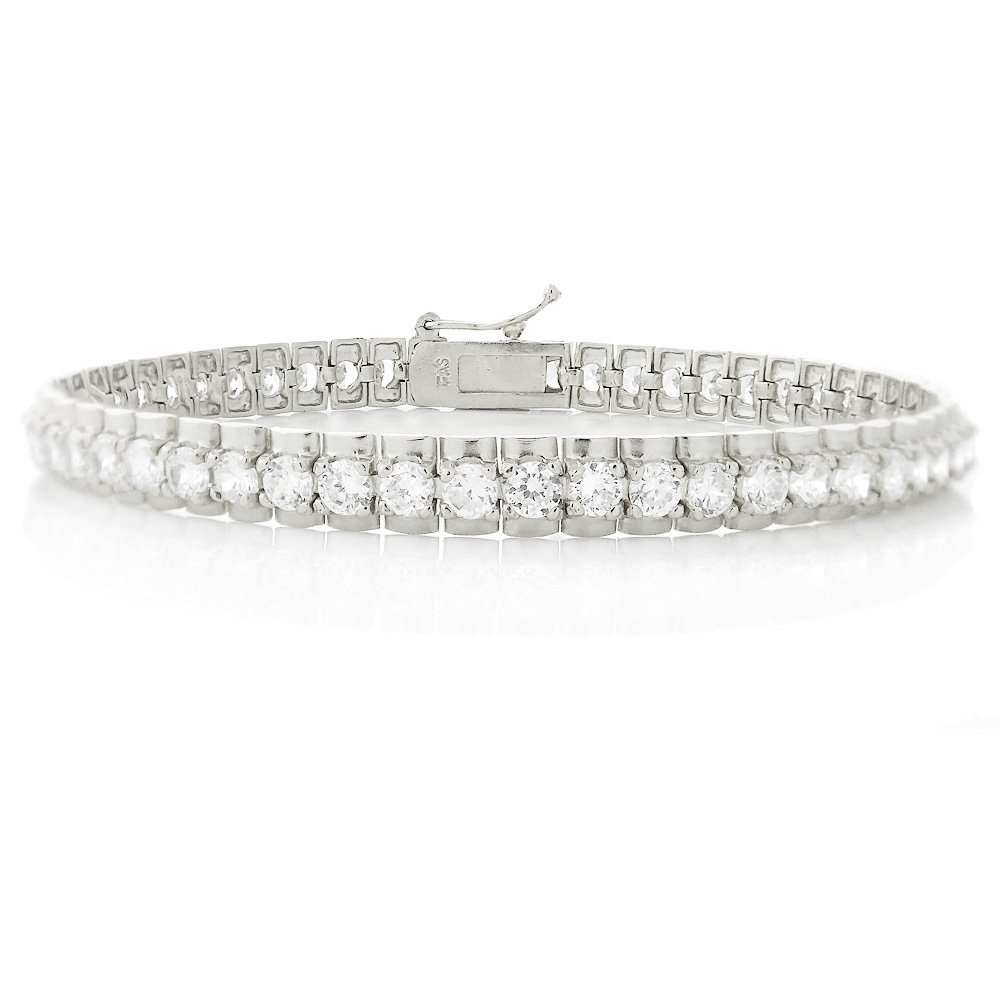 Silver Tone 6ct CZ Studded Tennis Bracelet BBR12839