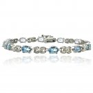 Silver Tone 7.15ct Blue Topaz & Diamond Accent X & Oval Bracelet BBR13799BT