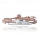 Silver Tone Bar & Beige Suede Triple Wrap Bracelet BBR13575BG