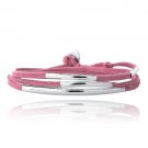 Silver Tone Bar & Pink Suede Triple Wrap Bracelet BBR13575PK