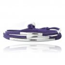 Silver Tone Bar & Purple Suede Triple Wrap Bracelet BBR13575PU