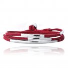 Silver Tone Bar & Red Suede Triple Wrap Bracelet BBR13575R