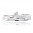 Silver Tone Bar & White Suede Triple Wrap Bracelet BBR13575W