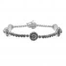 Silver Tone Black Diamond Accent Circle Link Bracelet BBR12742M4