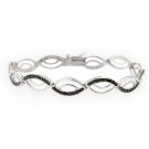 Silver Tone Black Diamond Accent Wave Marquise Bracelet BBR12739M4
