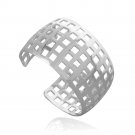 Silver Tone Checkerboard Cuff Wide Bangle Bracelet BABR12764