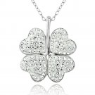 Silver Tone Clear Swarovski Elements Clover Necklace PBR13861CR