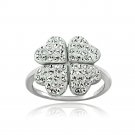 Silver Tone Clear Swarovski Elements Clover Ring RBR13861CR-8
