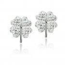 Silver Tone Clear Swarovski Elements Clover Stud Earrings EBR13861CR