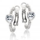 Silver Tone Created White Sapphire Heart Shrimp Clutchless Earrings EBR13693CWS