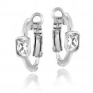 Silver Tone Created White Sapphire Rectangle Clutchless Earrings EBR13691CWS