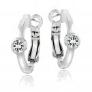 Silver Tone Created White Sapphire Round Clutchless Earrings EBR13692CWS