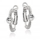 Silver Tone Created White Sapphire Round Shrimp Clutchless Earrings EBR13695CWS