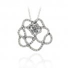Silver Tone Crystal Rose Necklace PBR12968CR